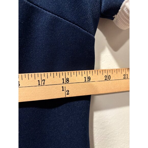 Vintage Henry-Lee Navy Short Sleeve Dress With Contrast Trim & Decorative Pocket - Picture 9 of 10